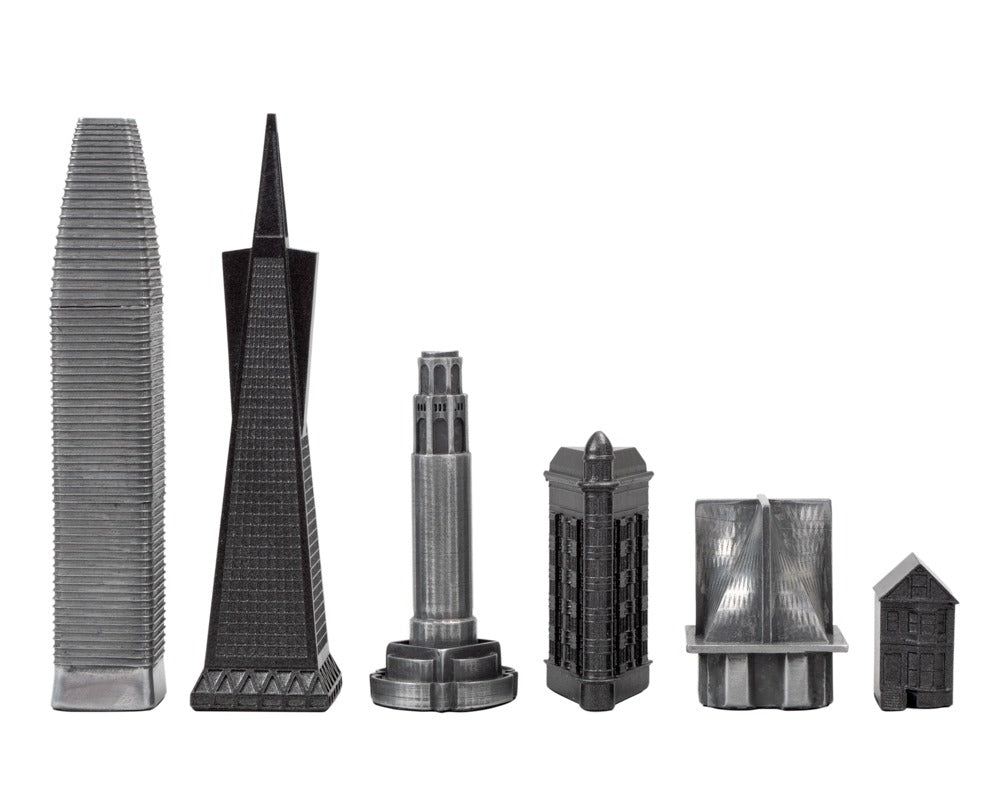 Skyline Premium Metall-Schachfiguren - San Francisco Edition