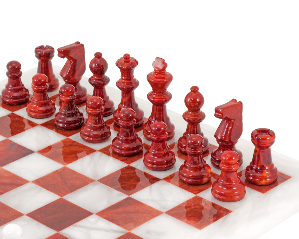 Rot und Weiß Alabaster Schachspiel 14,5 Zoll