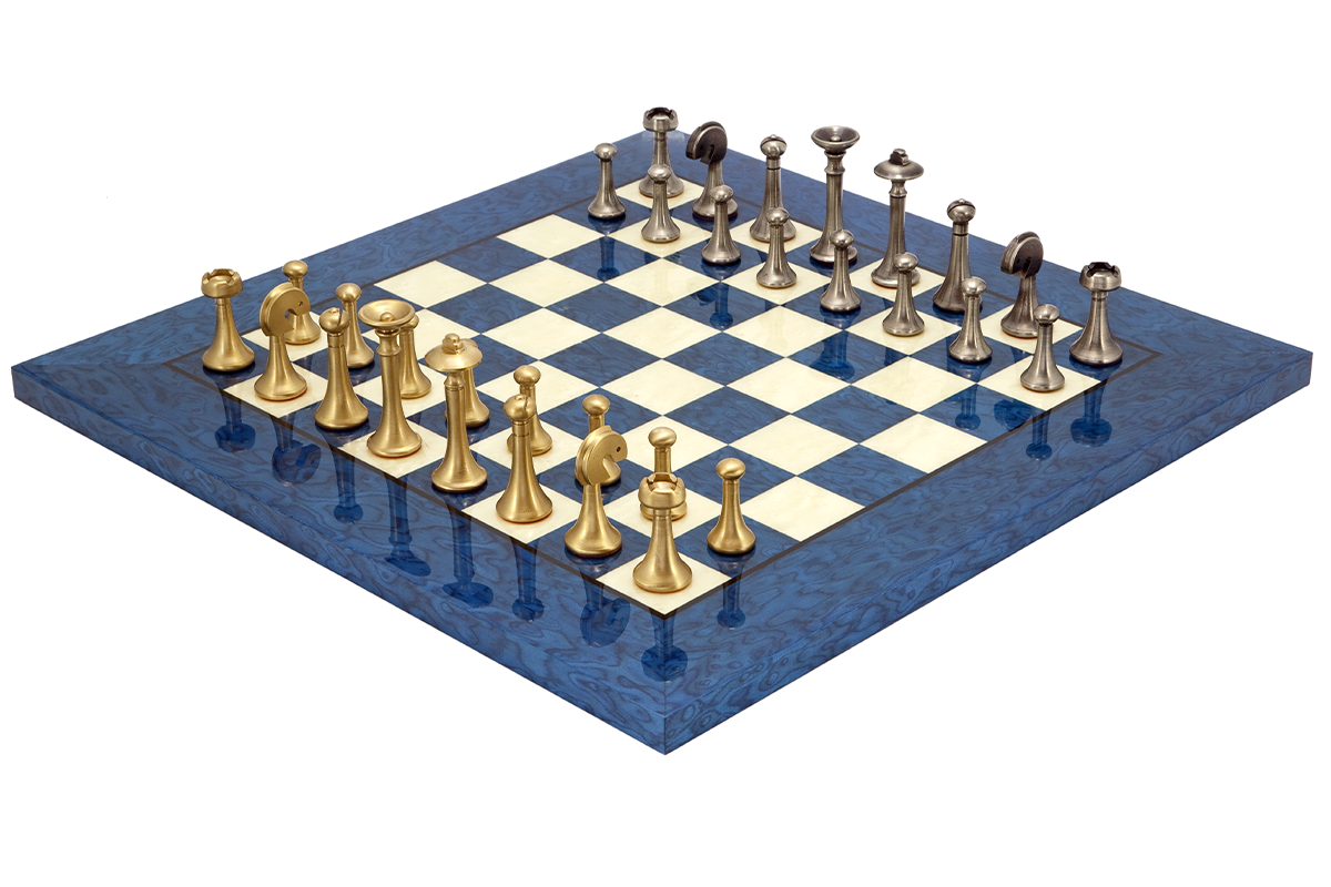 Blaues Metropolis-Schach-Set