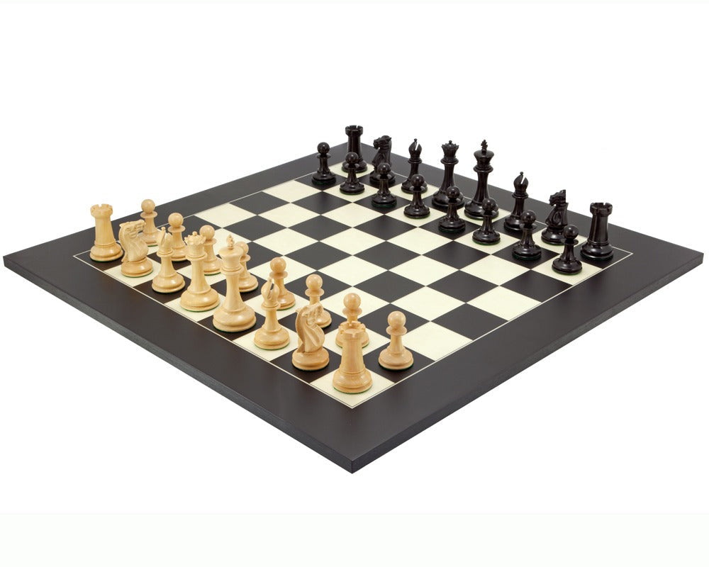 Old English Elite Ebenholz und Schwarz Luxus-Schach-Set