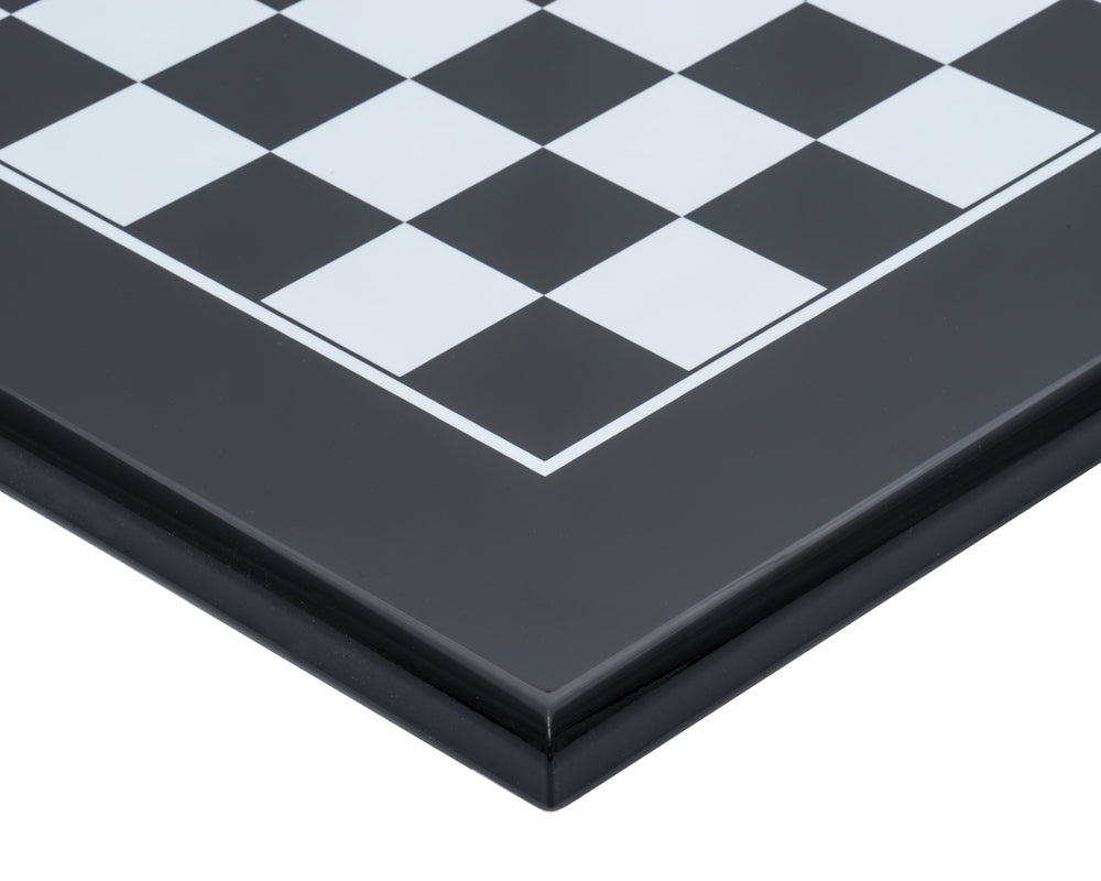 Close-up of 19.7 Inch Black and White Inlaid Chess Board by Italfama.