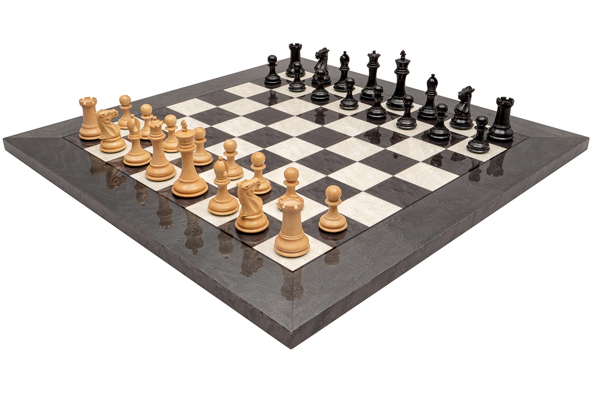 Das Sovereign Ebenholz und graues Bruyèreholz Luxus-Schach-Set