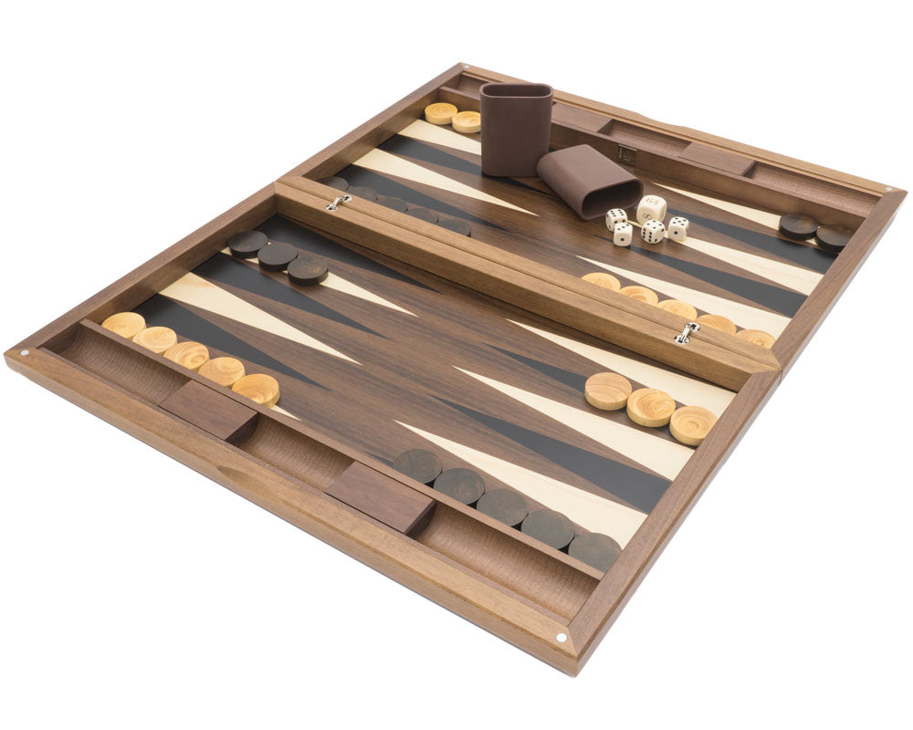 Dal Negro London Backgammon aus Walnuss und Tulpenholz