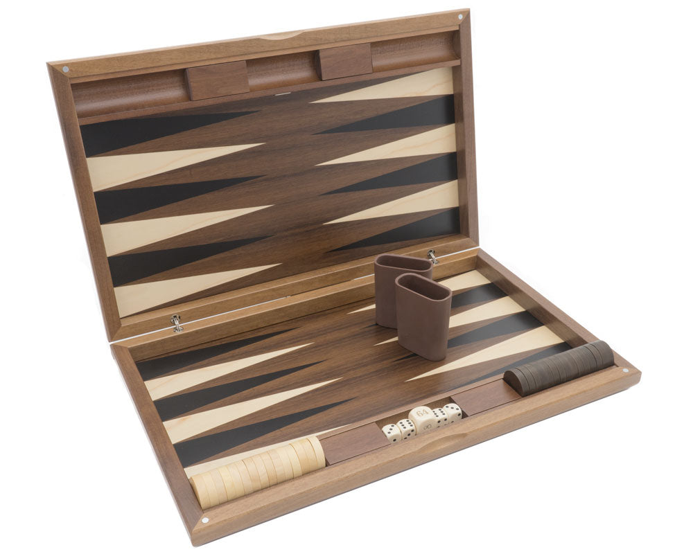 Dal Negro London Backgammon aus Walnuss und Tulpenholz