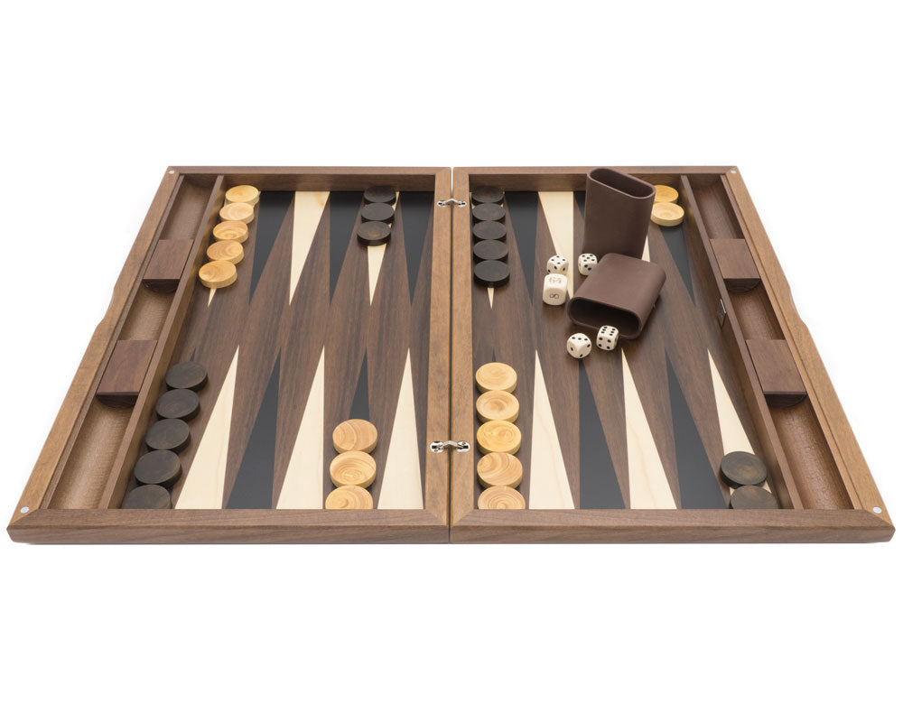 Dal Negro London Backgammon aus Walnuss und Tulpenholz