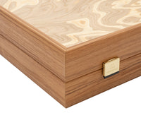 Luxuriöses Backgammon-Set aus Olivenwurzelholz von Manopoulos mit Backgammon-Bechern aus Holz