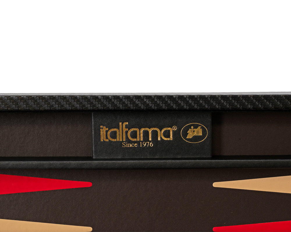 Italfama, zusammenklappbares Backgammon-Set aus Kunstleder, Schwarz und Rot