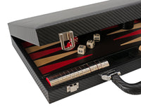 Italfama Faltbares Backgammon-Set aus Kunstleder in Schwarz und Rot