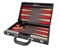 Italfama Faltbares Backgammon-Set aus Kunstleder in Schwarz und Rot