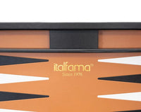 Italfama Faltbares Kunstleder-Backgammon-Set in Schwarz und Beige