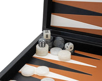 Italfama Faltbares Kunstleder-Backgammon-Set in Schwarz und Beige