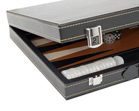 Italfama Faltbares Kunstleder-Backgammon-Set in Schwarz und Beige