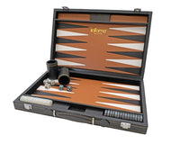 Italfama Faltbares Kunstleder-Backgammon-Set in Schwarz und Beige