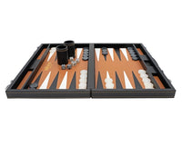 Italfama Faltbares Kunstleder-Backgammon-Set in Schwarz und Beige