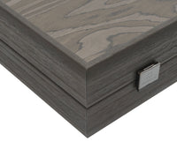 Das Luxus-Backgammon-Set Manopoulos Ebenholz und Graue Eiche mit Vinyl-Deluxe-Bechern