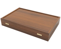 Manopoulos Großes Club-Backgammon-Set aus Walnuss-Schwarz und Eiche mit Deluxe-Vinyl-Backgammon-Bechern