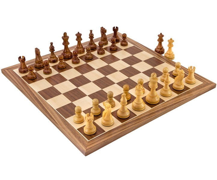 Schachspiel aus amerikanischem Sheesham und Walnuss