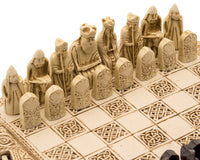 Isle of Lewis – kompaktes keltisches Schachset, 22,9 cm, elfenbeinfarben