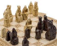 Isle of Lewis – kompaktes keltisches Schachset, 22,9 cm, elfenbeinfarben