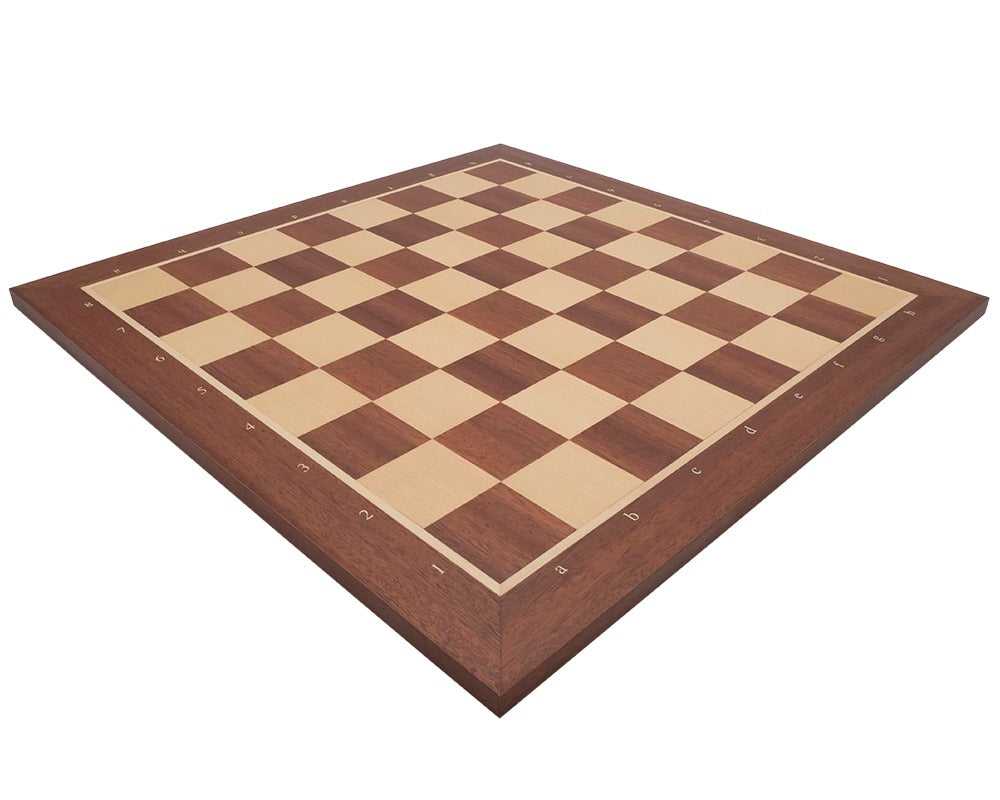 19-Inch No.5 Inlaid Wooden Chess Board with Notation, handcrafted from ebony, superbly detailed, suitable for 4-inch king pieces