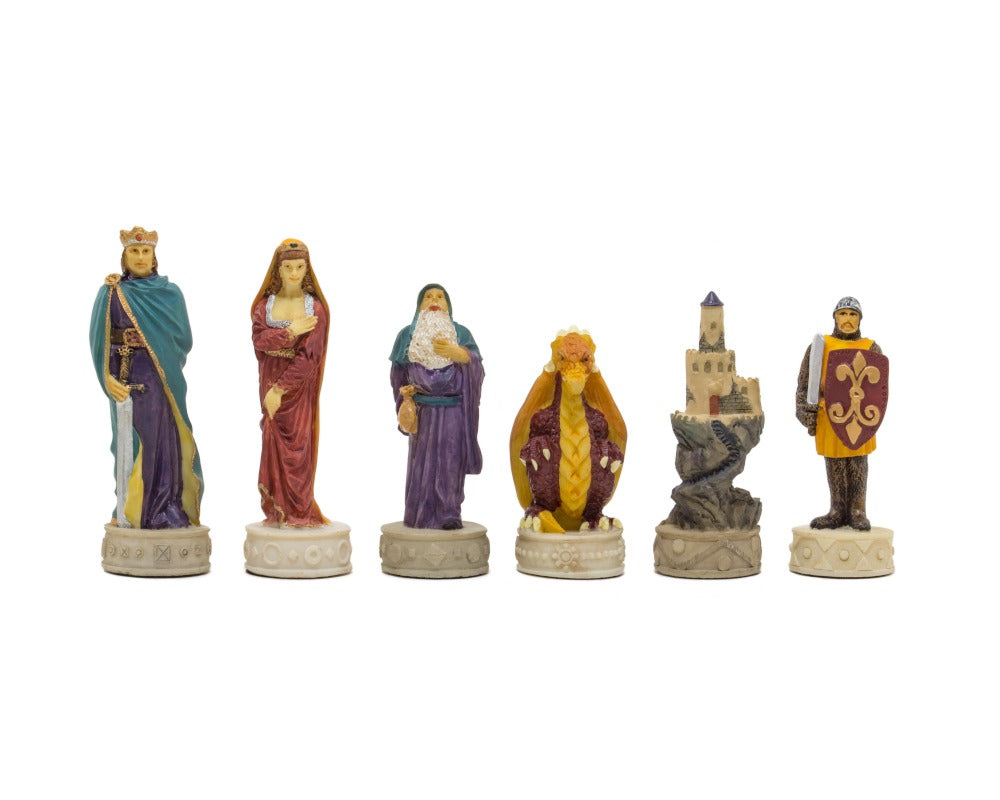 Mittelalterliche handbemalte thematische Schachfiguren von Italfama
