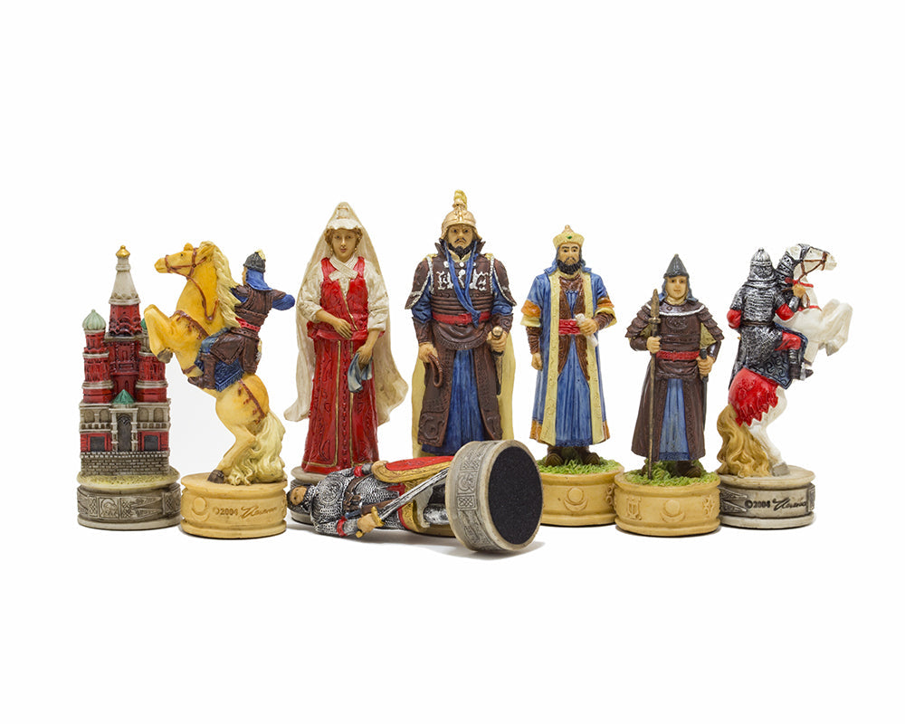 Die Russen gegen die Mongolen Handbemalte thematische Schachfiguren von Italfama