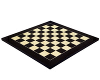 19.7 Inch Lacquered Black Anegre and Maple Deluxe Chess Board with High Gloss Finish