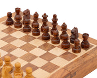 Deluxe Klappbares Reiseschachspiel aus Hartholz 19 cm - Magnetisch