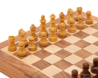 Deluxe Klappbares Reiseschachspiel aus Hartholz 19 cm - Magnetisch