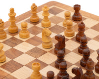 Deluxe Klappbares Reiseschachspiel aus Hartholz 19 cm - Magnetisch