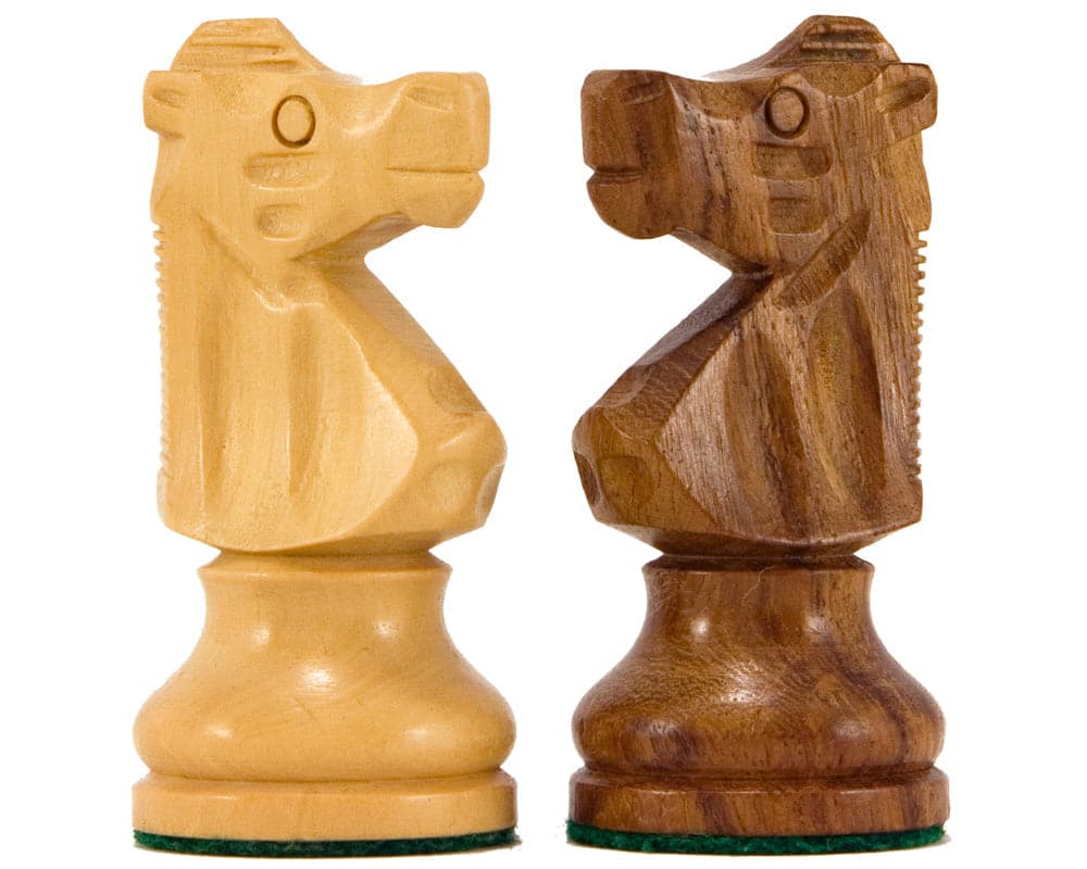 French Knight Series Golden Rosewood Chess Pieces - Sheesham and Boxwood Knights 3.25 Inches