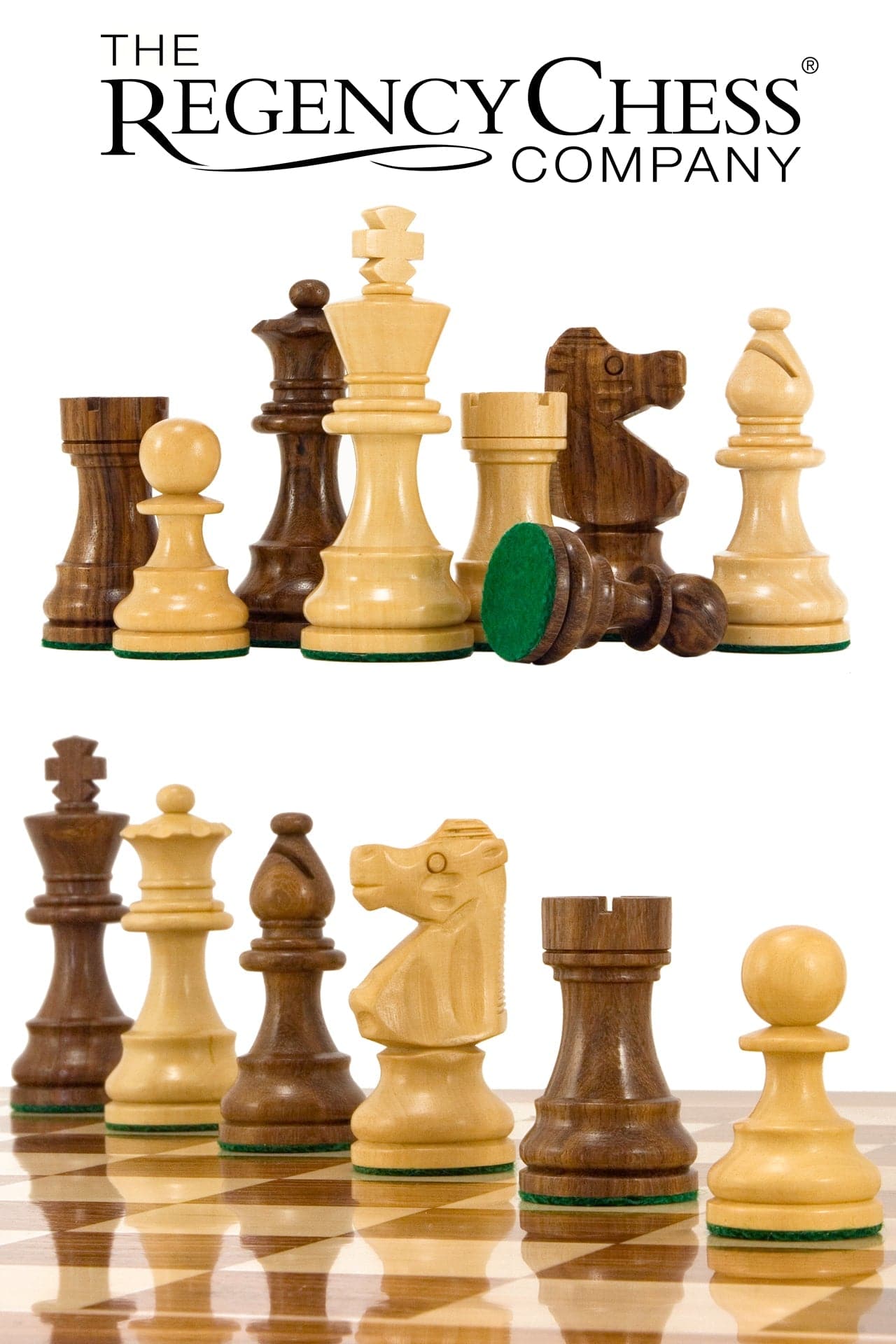 French Knight Series Golden Rosewood Chess Pieces 3.25-Inch Staunton Design by Regency Chess Company