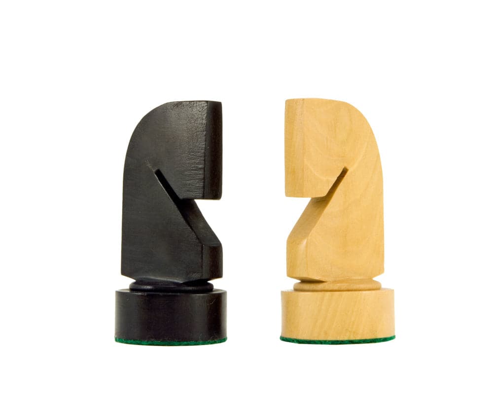 Contemporary Series ebonised boxwood chess knights, 3.75 inches, felted and weighted, perfect for 18-inch boards