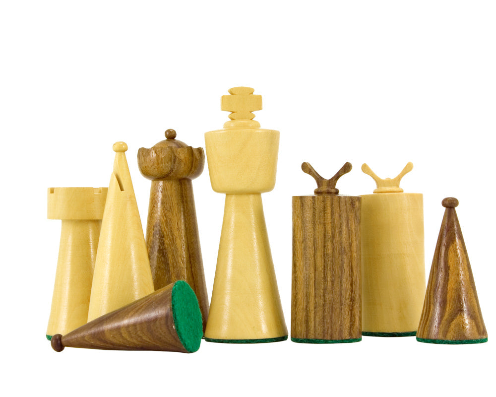 Art Deco Serie Sheesham und Buchsbaum Schachfiguren 3,5 Zoll