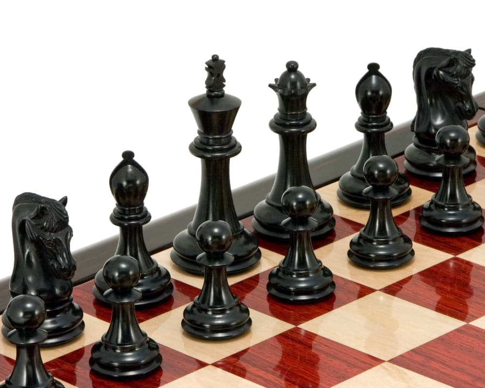 Canterbury Knight Series Luxury Ebony Chess Pieces on Board - Unique Staunton Design, 4.5-inch King, Weighted, Limited Edition with Certificate