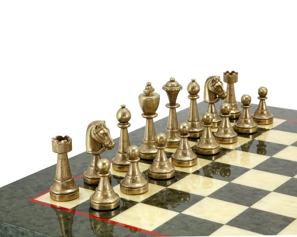 Finnesburg Serie Messing und Nickel Schachfiguren 3 Zoll