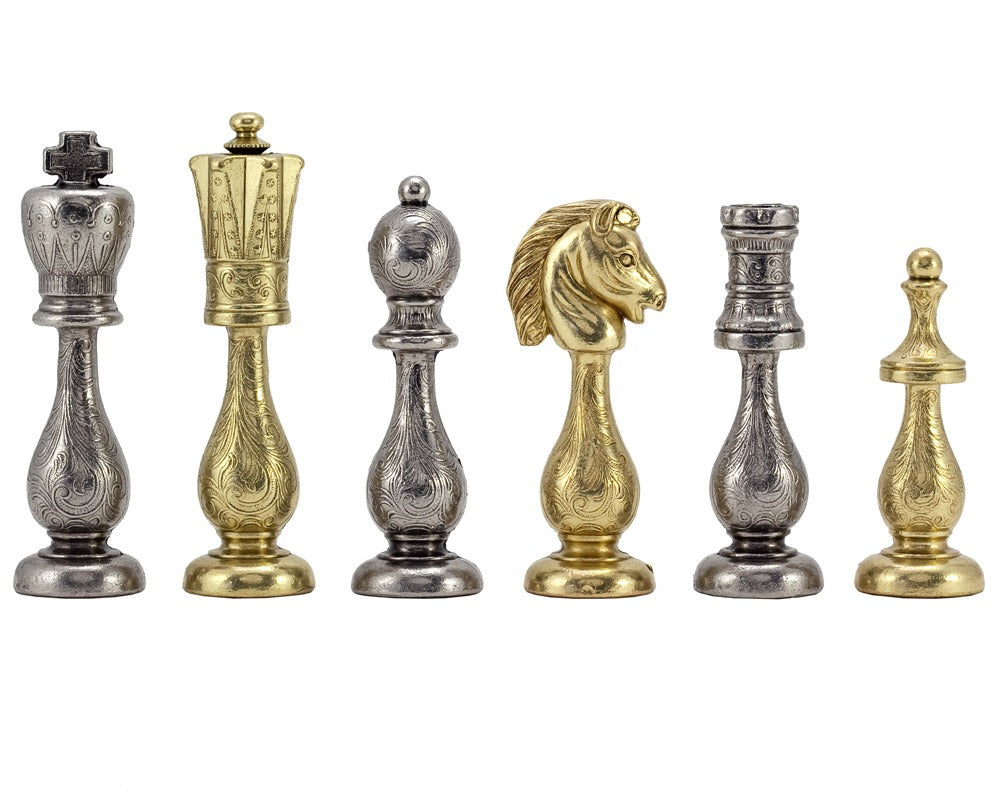 Maghreb Messing und Nickel Schachfiguren 4 Zoll