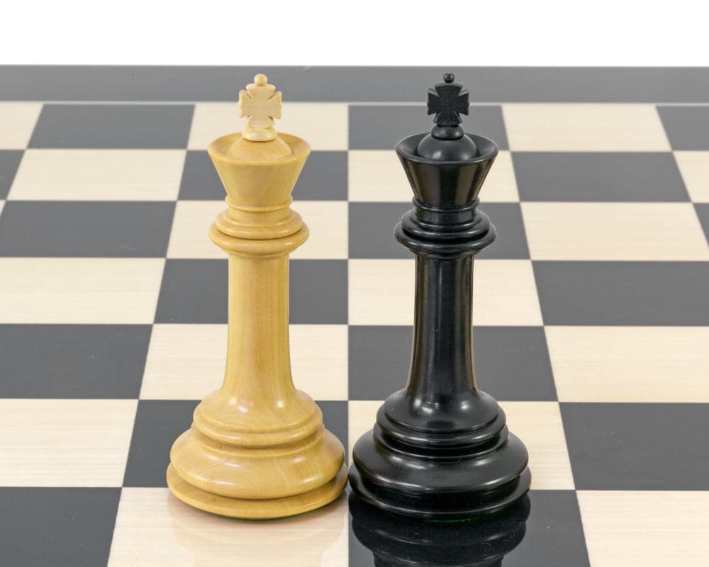 Parthenon Series Ebony and Boxwood Chess Kings - 4.5 Inches on Chessboard