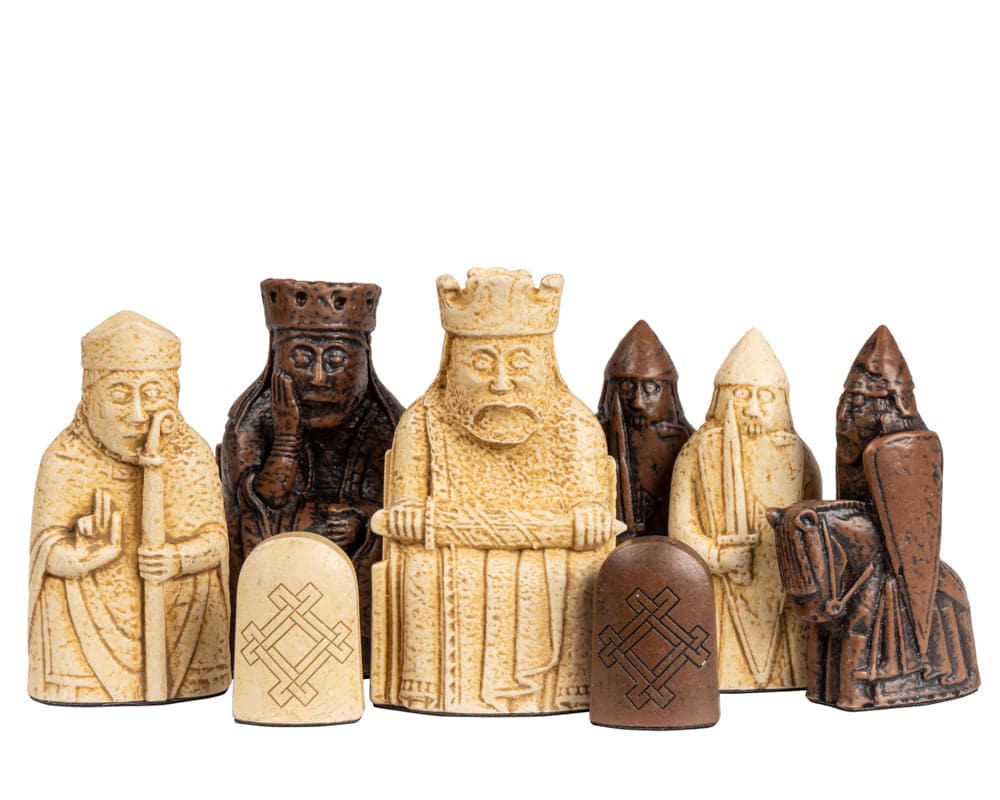 Isle of Lewis chessmen set - Medium Size 2.75 inch King, crafted reproductions, ideal for 16 inch chess board.