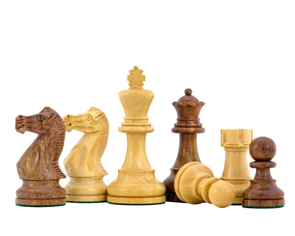 The Rochester Ebony Chessmen 4 inch on a 19 inch board with 1.9 inch playing squares, exquisitely crafted in Spain with high-quality materials.