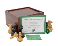 Exakte Replik von London 1850 – limitierte, nummerierte Auflage – Schachfiguren aus Ebenholz, 8,9 cm – inklusive Aufbewahrungskoffer für Schachfiguren