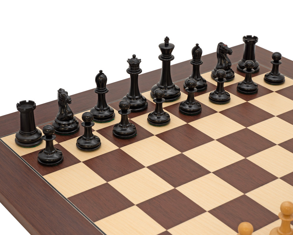 Harrwitz 9 cm schwarz gebeizte Schachfiguren