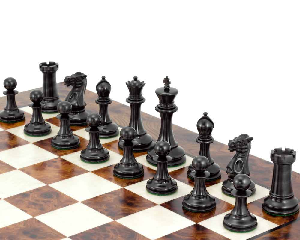 Old English Elite Ebenholz und Bruyère Luxus-Schach-Set