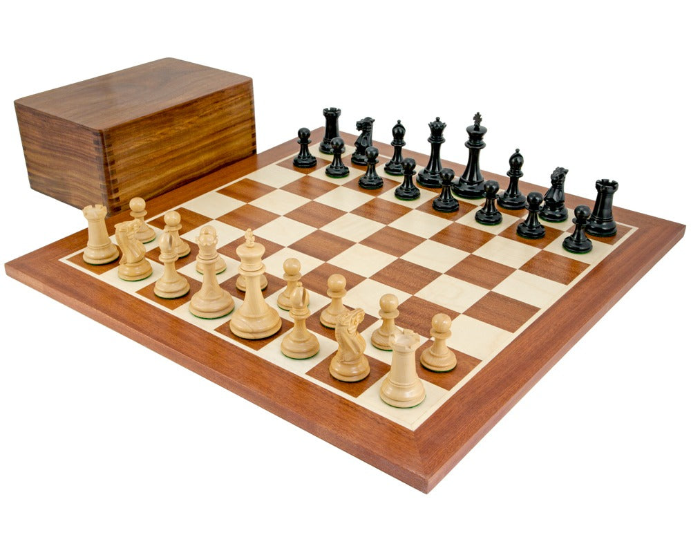Old English Elite Ebenholz Mahagoni Schachspiel