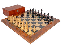 Supreme Ebenholz-Schachset mit Wurzelholz-Schachkasten