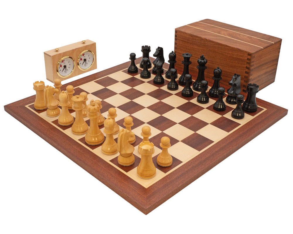 World Chess Championship Schachset mit Schachuhr und Aufbewahrungskoffer aus Holz für Schachfiguren
