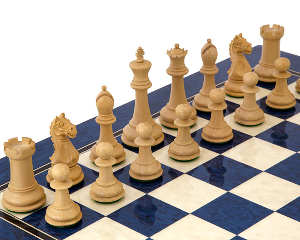 Oxford Serie Schwarz &amp; Blau Erable Schach Set
