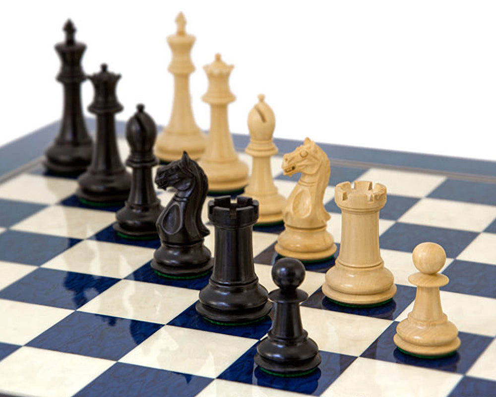 Oxford Serie Schwarz &amp; Blau Erable Schach Set