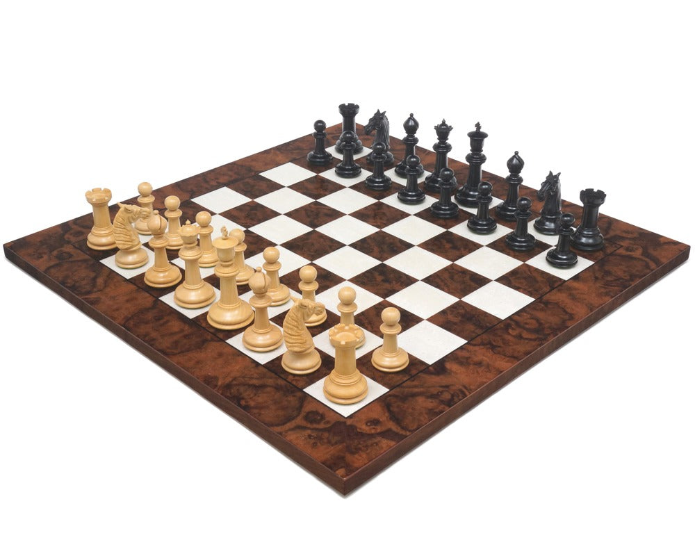 Klassisches Staunton-Schachset Grand aus Ebenholz und dunkler Walnuss – Bath-Serie