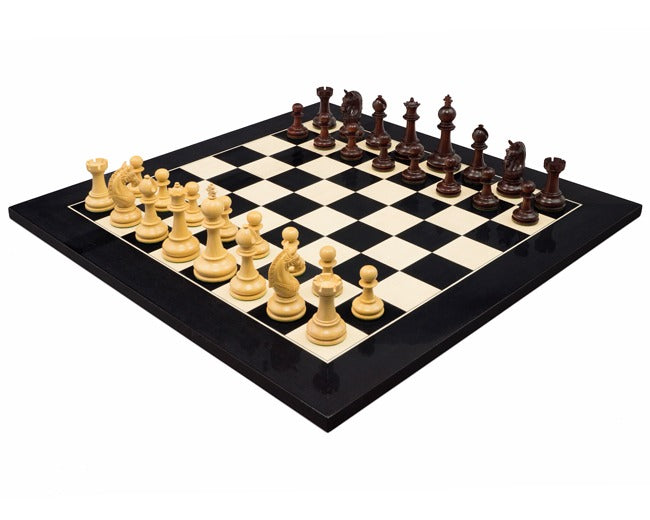 Das Valletta Palisander & Gloss Black Luxus-Schach-Set